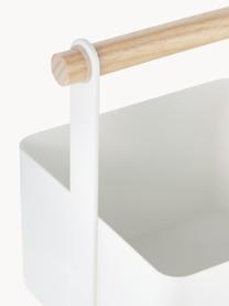 Cesta Tosca, Caja: acero pintado, Asa: madera, Blanco, madera clara, An 16 x Al 16 cm