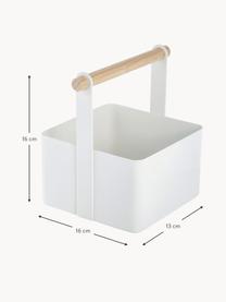 Cesta Tosca, Caja: acero pintado, Asa: madera, Blanco, madera clara, An 16 x Al 16 cm