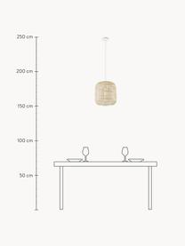 Kleine hanglamp Adam van bamboehout, Lampenkap: bamboe, hout, Baldakijn: gepoedercoat metaal, Wit, lichtbruin, Ø 35 x H 38 cm