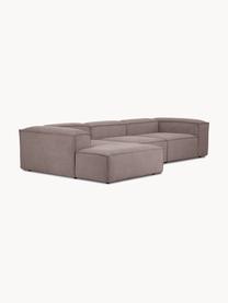 Modulares Ecksofa Lennon aus Cord, Bezug: Cord (92 % Polyester, 8 %, Gestell: Massives Kiefernholz, Spe, Füße: Kunststoff Dieses Produkt, Cord Taupe, B 327 x T 180 cm, Eckteil links