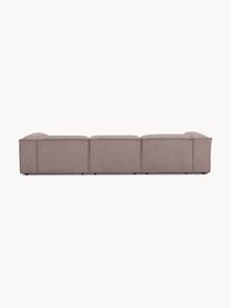 Modulares Ecksofa Lennon aus Cord, Bezug: Cord (92 % Polyester, 8 %, Gestell: Massives Kiefernholz, Spe, Füße: Kunststoff Dieses Produkt, Cord Taupe, B 327 x T 180 cm, Eckteil links