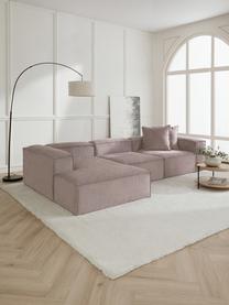 Modulares Ecksofa Lennon aus Cord, Bezug: Cord (92 % Polyester, 8 %, Gestell: Massives Kiefernholz, Spe, Füße: Kunststoff Dieses Produkt, Cord Taupe, B 327 x T 180 cm, Eckteil links