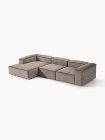 Modulares Ecksofa Lennon aus Cord, Bezug: Cord (92 % Polyester, 8 %, Gestell: Massives Kiefernholz, Spe, Cord Taupe, B 327 x T 180 cm, Eckteil links