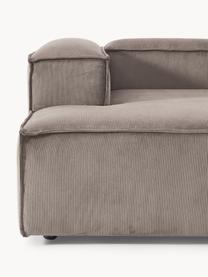 Modulares Ecksofa Lennon aus Cord, Bezug: Cord (92 % Polyester, 8 %, Gestell: Massives Kiefernholz, Spe, Cord Taupe, B 327 x T 180 cm, Eckteil links