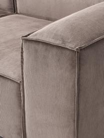 Canapé d'angle modulable en velours côtelé Lennon, Velours côtelé taupe, larg. 327 x prof. 180 cm, méridienne à gauche