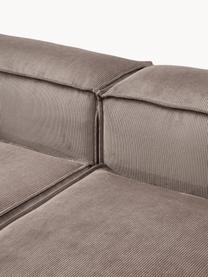 Modulares Ecksofa Lennon aus Cord, Bezug: Cord (92 % Polyester, 8 %, Gestell: Massives Kiefernholz, Spe, Füße: Kunststoff Dieses Produkt, Cord Taupe, B 327 x T 180 cm, Eckteil links