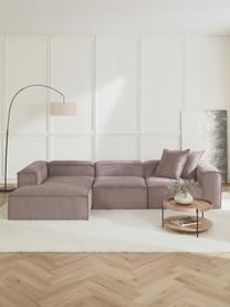 Modulares Ecksofa Lennon aus Cord, Bezug: Cord (92 % Polyester, 8 %, Gestell: Massives Kiefernholz, Spe, Füße: Kunststoff Dieses Produkt, Cord Taupe, B 327 x T 180 cm, Eckteil links