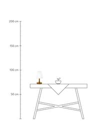 Lampada da tavolo mobile da esterno dimmerabile con base in bambù Standy, Paralume: polietilene, Base della lampada: legno di bambù, Bianco, marrone chiaro, Ø 16 x Alt. 25 cm