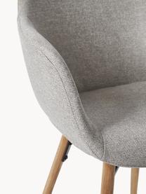 Armlehnstuhl Fiji mit schmaler Sitzschale, Bezug: Polyester Der hochwertige, Beine: Massives Eichenholz Das i, Webstoff Hellgrau, B 59 x T 55 cm