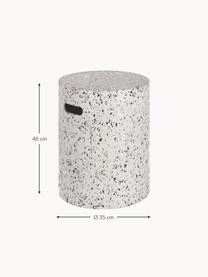 Table d'appoint de jardin en terrazzo Janell, Fibre de ciment, Gris clair, chiné, Ø 35 x haut. 46 cm