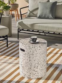 Table d'appoint de jardin en terrazzo Janell, Fibre de ciment, Gris clair, chiné, Ø 35 x haut. 46 cm