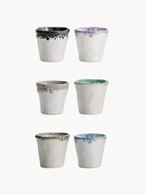 Súprava ručne vyrobených pohárov na espresso Stone, 6 dielov, Keramika, Viacfarebná, lomená biela, Ø 6 x V 6 cm, 70 ml