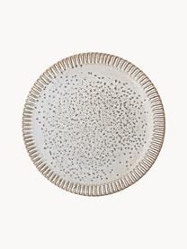 Ručně vyrobené snídaňové talíře s reaktivní glazurou a rýhovaným reliéfem Thea, 4 ks, Kamenina, Krémová, tečkovaná, Ø 20 cm