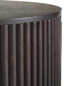 Holz-Beistelltisch Nele mit Stauraum, Mitteldichte Holzfaserplatte (MDF) mit Eschenholzfurnier, Holz, dunkelbraun lackiert, Ø 40 x H 51 cm