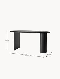 Bureau Eclipse, Tafelblad: massief eikenhout en geol, Frame: gecoat staal, Zwart, B 160 x D 80 cm