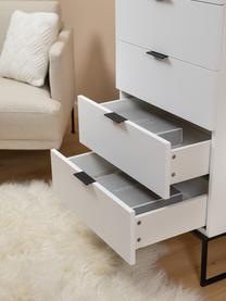 Weisses Highboard Kobe mit Schubladen, Korpus: Weiss, matt Gestell und Griffe: Schwarz, matt, 60 x 120 cm