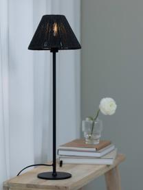 Lampa stołowa z plecionki Corda, Stelaż: metal powlekany, Czarny, Ø 20 x W 62 cm