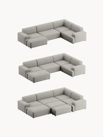 Großes Ecksofa Melva (4-Sitzer) aus Cord, Bezug: Cord (92 % Polyester, 8 %, Gestell: Massives Kiefernholz, Spe, Füße: Kunststoff Dieses Produkt, Cord Grau, B 339 x T 220 cm, Eckteil links