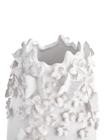 Vase Daphne mit 3D-Verzierung, Steingut, lackiert, Weiss, Ø 23 cm x H 35 cm