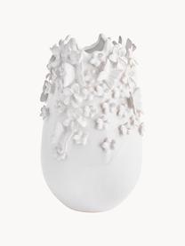 Vase Daphne mit 3D-Verzierung, H 35 cm, Steingut, lackiert, Weiß, Ø 23 cm x H 35 cm