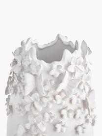 Vase Daphne mit 3D-Verzierung, H 35 cm, Steingut, lackiert, Weiß, Ø 23 cm x H 35 cm
