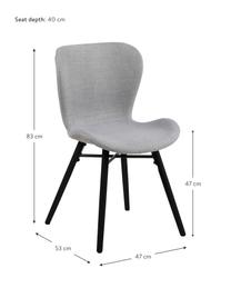 Gestoffeerde stoelen Batilda in lichtgrijs, 2 stuks, Bekleding: 100% polyester, Poten: rubberhout, gecoat, Geweven stof lichtgrijs, zwart, 47 x 53 cm