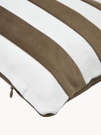 Poszewka na poduszkę z aksamitu i lnu Maui, Brązowy, biały, S 30 x D 50 cm