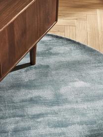 Ručně tkaný kulatý viskózový koberec Jane, Šedomodrá, Ø 150 cm (velikost M)