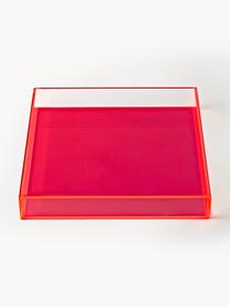 Decoratieve dienbladen Yuki, set van 2, Acrylglas, Koraalrood, Set met verschillende formaten