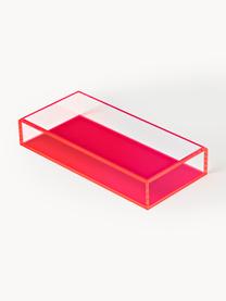 Decoratieve dienbladen Yuki, set van 2, Acrylglas, Koraalrood, Set met verschillende formaten