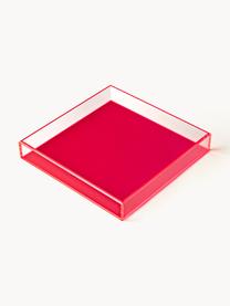 Decoratieve dienbladen Yuki, set van 2, Acrylglas, Koraalrood, Set met verschillende formaten