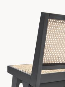 Chaise en bois et cannage Sissi, Noir, beige clair, larg. 46 x prof. 56 cm
