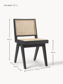 Silla de madera con tejido vienés Sissi, Estructura: madera de roble maciza, Negro, beige claro, An 46 x F 56 cm