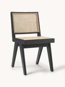 Krzesło z drewna z plecionką wiedeńską Sissi, Stelaż: lite drewno dębowe, Rattan, czarny, S 46 x G 56 cm