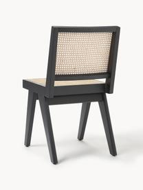 Chaise en bois et cannage Sissi, Noir, beige clair, larg. 46 x prof. 56 cm