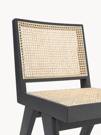 Krzesło z drewna z plecionką wiedeńską Sissi, Stelaż: lite drewno dębowe, Rattan, czarny, S 46 x G 56 cm