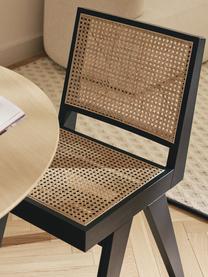 Krzesło z drewna z plecionką wiedeńską Sissi, Stelaż: lite drewno dębowe, Czarny, jasny beżowy, S 46 x G 56 cm