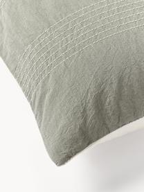 Poszewka na poduszkę z perkalu Graham, Oliwkowy zielony, złamana biel, S 40 x D 80 cm