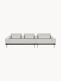 Sofa narożna z metalowymi nogami Brooks, Tapicerka: poliester Tapicerka nie j, Stelaż: lite drewno sosnowe, Nogi: metal malowany proszkowo, Jasnobeżowa tkanina, S 315 x G 148 cm, lewostronna