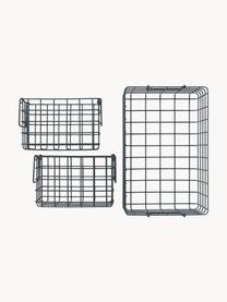 Metalen opbergmanden The Baskets, set van 3, Gepoedercoat staal, Blauwgrijs, Set met verschillende formaten