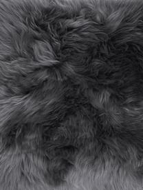 Kulatý podsedák z ovčí kůže Oslo, hladký, Tmavě šedá, Ø 37 cm