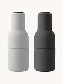 Sada designových mlýnků na sůl a pepř s víčkem z ořechového dřeva Bottle Grinder, 2 díly, Bílá, tmavě šedá, ořechové dřevo, Ø 8 cm, V 21 cm