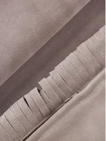 Housse de coussin 50x50 en cuir avec franges Amaia, 100 % cuir, Taupe, larg. 50 x long. 50 cm