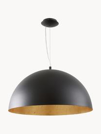 Hanglamp Brad met goudkleurige decoratie, Lampenkap: gepoedercoat metaal, Zwart, goudkleurig, Ø 53  x H 25 cm