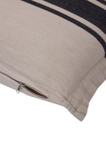 Pruhovaný povlak na polštář ze směsi bavlny a lnu Almo, 60 % bavlna, 40 % len, Béžová, černá, Š 50 cm, D 50 cm