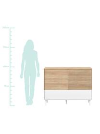 Sideboard Horizon im Skandi Design, Korpus: Spanplatte, melaminbeschi, Füße: Buchenholz, massiv, lacki, Eichenholz, Weiß, 120 x 95 cm