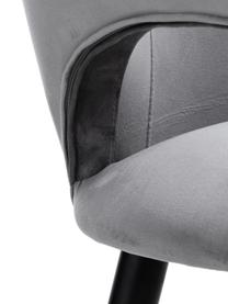 Samt-Armlehnstuhl Rachel in Grau, Bezug: Samt (Hochwertiger Polyes, Beine: Metall, pulverbeschichtet, Samt Stahlgrau, B 56 x T 70 cm