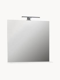 Miroir mural avec éclairage LED et étagère Sara, Argenté, larg. 76 x haut. 75 cm