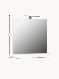 Wandspiegel Sara mit LED-Beleuchtung und Ablage, Ablage: Spanplatte, melaminharzbe, Spiegelfläche: Spiegelglas, Silberfarben, B 76 x H 75 cm