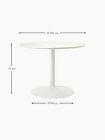 Ronde eettafel Menorca, Ø 100 cm, Tafelblad: essenfineer, vezelplaat m, Wit, Ø 100 cm